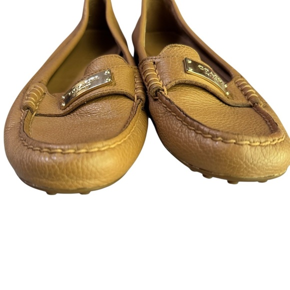 Coach Fredrica Tan Pebbled Leather Diving Mocs Flats Loafers Size 7.5 - Picture 9 of 14